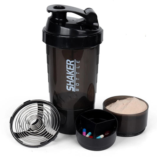 3-Schichten-Shaker Protein-Flasche Pulver-Shake-Cup Wasserflasche Kunststoff-Mischbecher Bodybuilding-Übungsflasche - Elite Pup Finds Store  Hunde Accessoires 